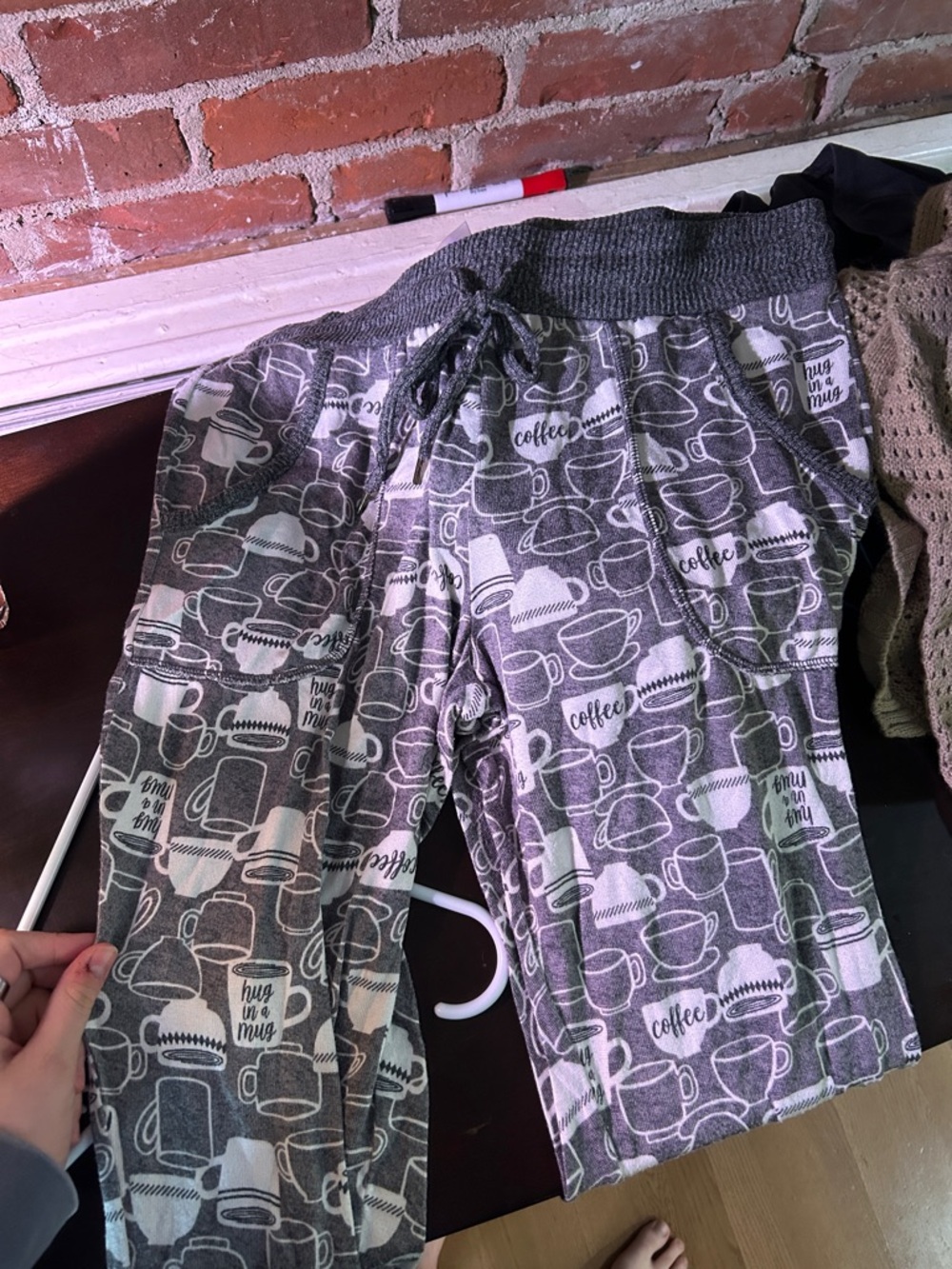Secret Treasures Gray and White Coffee Mug Print Pajama Pants